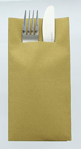 Mank Airlaid Besteckservietten Uni | 40 x 40 cm | 1/8-Falz | Premium Einweg-Serviette | saugstark | Basic | 75 Stück (Gold) von Mank GmbH