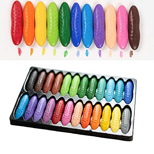 Toddler Wax Crayons, Erdnussstift Kreide 12/24 Arten Waschbar Sicher Farben für Kinder Graffiti Malerei Farbstift Schule Briefpapier Kunstbedarf von Mankoo