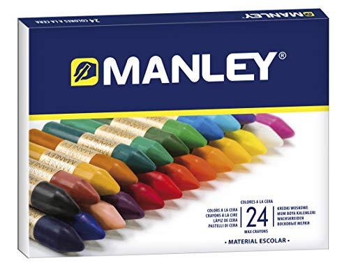 Manley Wachsmalstifte 24 Einheiten | Professionelle Wachsmalstifte | Weiche Wachsmalstifte im Etui | Mischbare Farben | Farblich sortiert von Alpino
