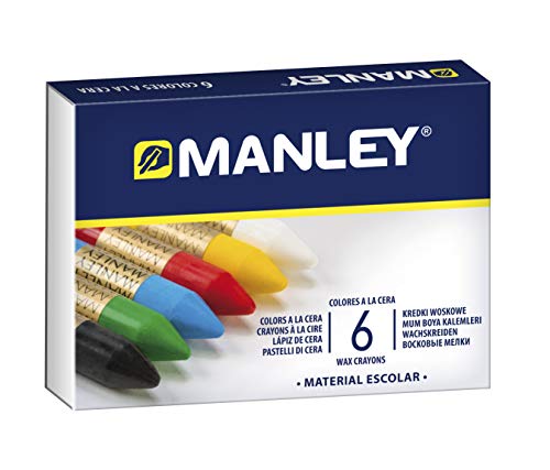 Manley 106 - Wachsmalstifte, 6 Stück, farblich sortiert von Manley