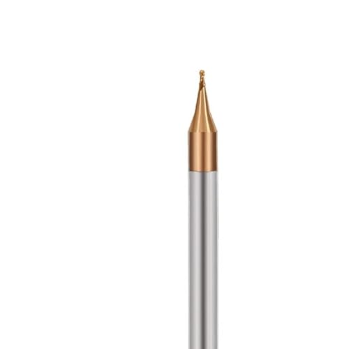 Mikro-Kugelkopffräser 2 Flöten R0,1-0,45 mm CNC-Fräser aus Wolframstahl TiCN-Gravur-Bit Beschichteter Fräser(R0.15 x4x0.6x50,Coated) von Manoud