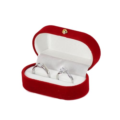 Manqyi Ovale Ehering Box, Samt Ringschachtel, Ring Schmuckschatullen, Hochwertige Ring Schachtel, Ringetui aus Samt, Hohl Schmuck-Etui für Trauringe für Hochzeit Verlobungsring Valentinstag von Manqyi