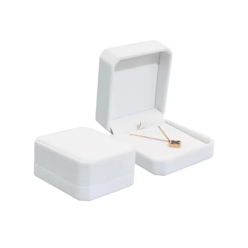 Manqyi Samt-Schmuckschatullen für Halsketten, Weiß Samt Große Halskette Box, Schmuckbox für Halskette, Kette Geschenkbox aus Samt, Schmuck-Geschenkbox für Hochzeit, Geburtstag Valentinstag von Manqyi