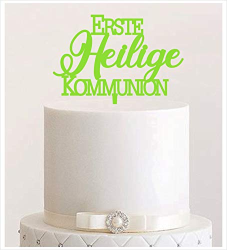 Cake Topper Erste Heilige Kommunion,Tortenstecker, Tortenfigur Acryl, Hochzeit Wedding Hochzeitstorte (Hellgrün) Art.Nr. 5244 von Manschin-Laserdesign