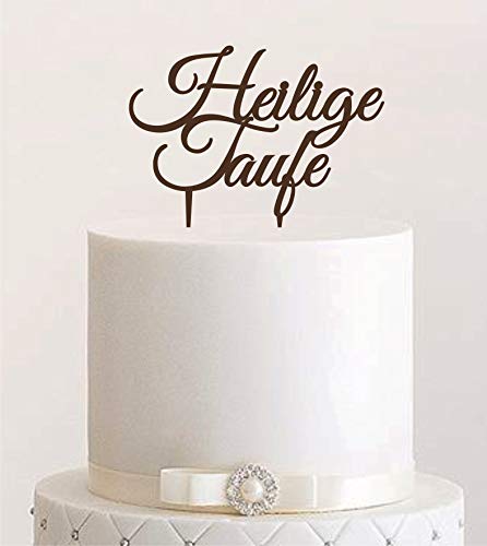 Manschin-Laserdesign Cake Topper Acryl/Holz heilige Taufe, Topper, Caketopper, Einstecker, Stecker, Torte, Kuchen, Tortenstecker (Braun) von Manschin-Laserdesign