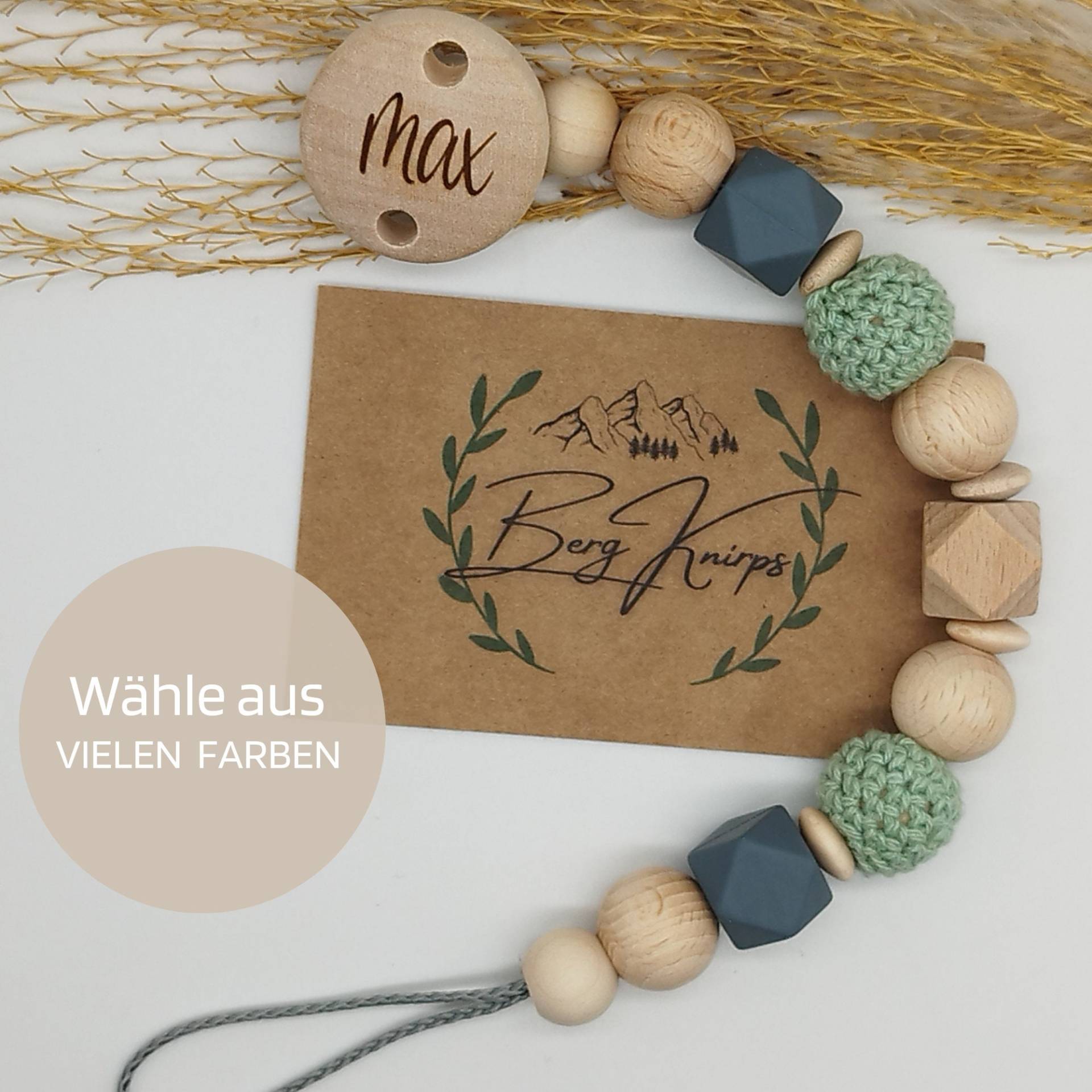 Schnullerkette Personalisiert Jungen Mädchen von ManufakturBergKnirps