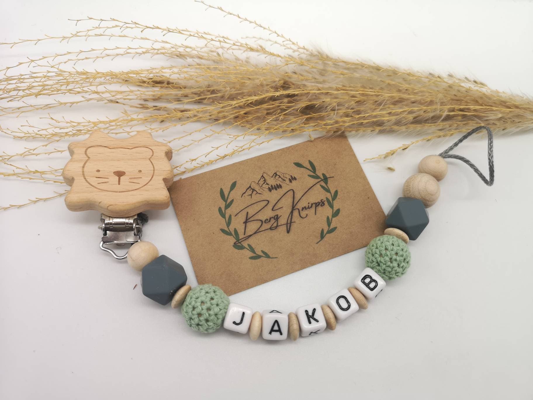 Schnullerkette Personalisiert Jungen Mintgrün Mädchen Mit Namen | Babygeschenk Zur Geburt von ManufakturBergKnirps