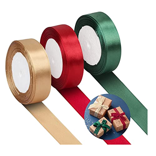 Geschenkband, 3 Rollen 75 Yard Schleifenband Satin Geschenkband Seidenbänder 20mm Schleifenband Satin Stoff Band für Hochzeit, Weihnachten, Geschenk, Dekoration von MaoNativey