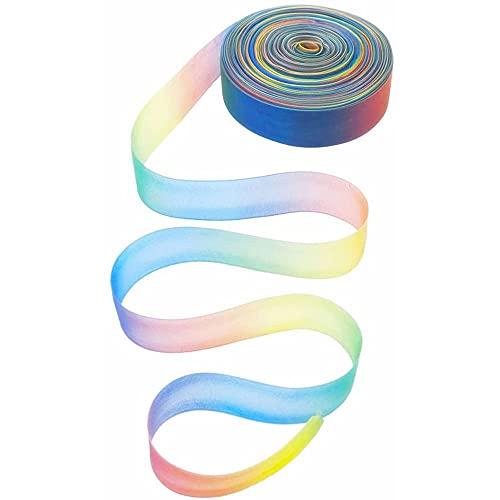 MaoNativey 10MM 50 Yard Rainbow Shimmer Ribbon, transparente Organza-Regenbogenbänder aus Satin für Geschenkverpackung Dekoration DIY Crafts Weihnachtshochzeitsfeier Geburtstag Festival Dekorzubehör von MaoNativey