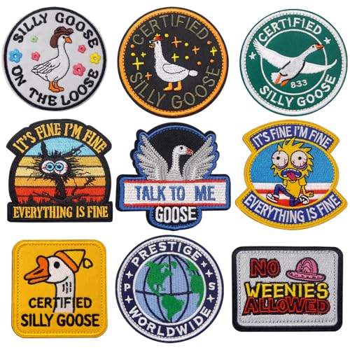 Maomtmy Funny Patches 9 PCS Embroidered Patches Tactical Moral Goose Animal Velcro Patches for Backpacks, Bags, Harness, Vest, Military Uniforms, Jackets, Jeans, Hats von Maomtmy