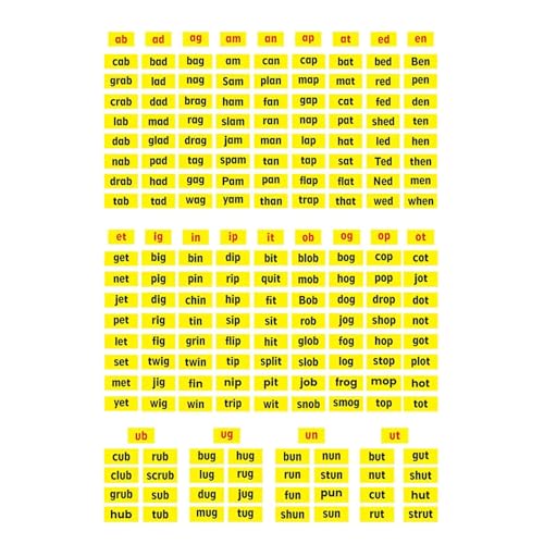 217 Stück Wortkarten Für Rechtschreibung Phonics Kurze Vokale CVC Wortkarten Wortfamilienkarten Für Rechtschreibung Und Lesen Vorschulalter von Maouira