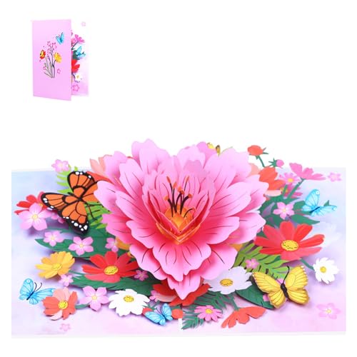 3D-Blumen- und Schmetterlingskarte mit Umschlag, elegante Grußkarte für Frauen, handgefertigt, Geburtstag, Jahrestag, Abschlusskarte von Maouira