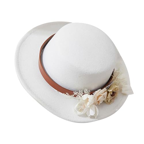 Realistischer Hut mit Blumenverzierung, breite Krempe, ausgefallener Hut für Partys, Feiern, Versammlungen, 30 cm/37 cm/39 cm Durchmesser von Maouira