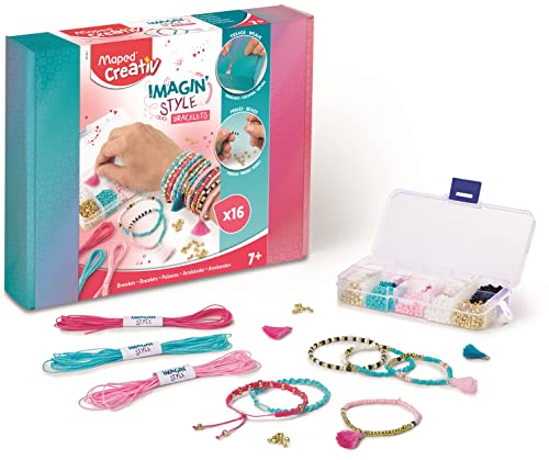 Maped CREATIV 907401 Schmuck-Bastel IMAGINE'STYLE-inkl. Fäden, Pailletten, Perlen, Pompons und Aufbewahrungsbox, bunt, 1 Set von Maped CREATIV