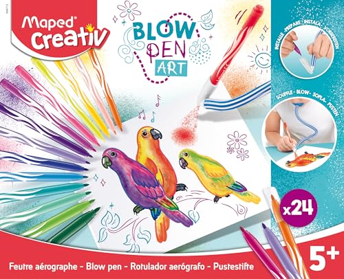 Maped CREATIV - Puste-Stifte BLOW PEN - Grund-Set mit x2 Puste-Schlauch, x2 Mundstück, x24 Fasermaler von Maped CREATIV