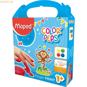 10 x Maped Fingermalfarben 80ml VE=4 Farben Runddose von Maped