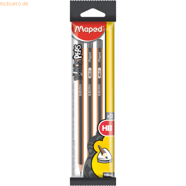 24 x Maped Bleistift Black'Peps Classic HB dunkelgrau/orange 3 Stück a von Maped