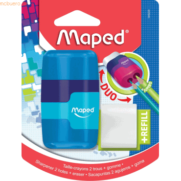 Maped Radierer/ Anspitzer 2in1 Connect doppelt + Ersatzradierer - Blis von Maped