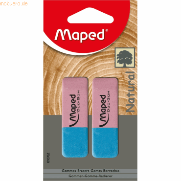 30 x Maped Radierer Duo-Gom Medium Kombiradierer Naturkautschuk VE=2 S von Maped