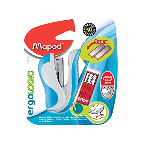 Maped 352110 Mini-Heftgerät und 400 Heftklammern, verschiedene Farben von Maped