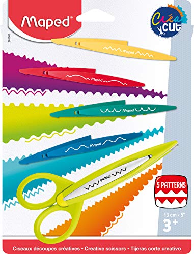 Maped 601006 Konturen Set CREA Cut, 1x Scheren-Gestell + 5X Motiv-Klingen, Kunststoff, bunt, 5, stück von Maped