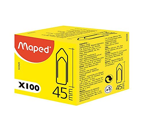 Maped Büroklammern Medium, 45 mm, Inhalt: 100 Stück VE=1 von Maped