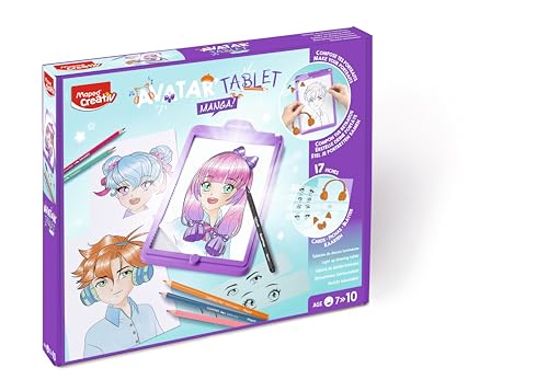 Maped Creativ Avatar'Tablet Manga – beleuchtete Zeichenmaschine, zum Erstellen von Manga-Portraits bis ins Unendlichkeitszeichen – beleuchtetes Tablet mit Modellkarten & Zeichenmaterial – ab 7 Jahren von Maped