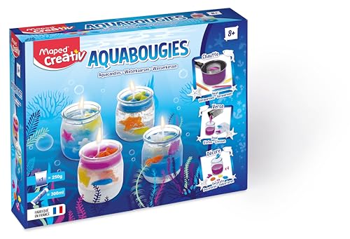 Maped Creativ – Set Aquabougies – Set zur Herstellung von Kerzen mit Wachs und Gel – hergestellt in Frankreich – Bastelspaß für Kinder ab 8 Jahren von Maped