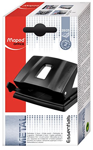 Maped M402411 - Locher Essentials, aus Metall, 20 Blatt Stanzleistung, schwarz von Maped