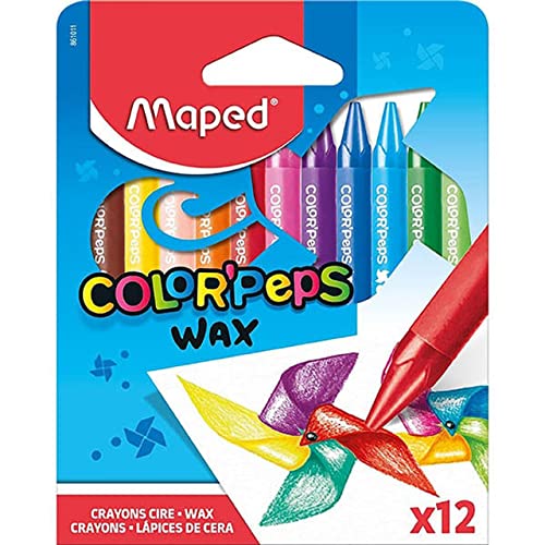 Maped M861011 - Wachsmalstifte Color Peps Wax, 12 Stück von Maped