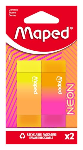 Maped Neon Radiergummi, 2 Blisterpackungen von Maped