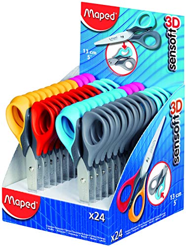 Maped Sensoft 3D 13,5 cm Schere Soft Ringe, farblich sortiert (24 Stück von Helix