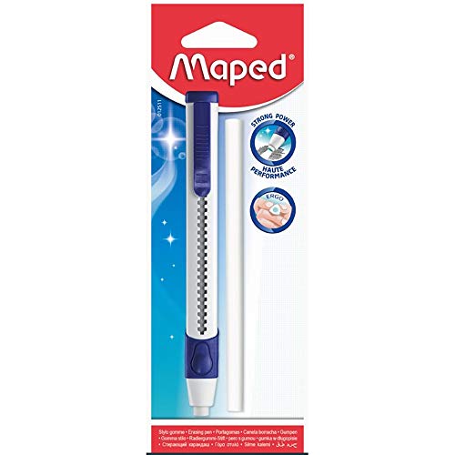 Maped - effizienter, ergonomischer Drei-Kant-Radier-Stift TECHNIC ULTRA GOM-PEN - x1 Radier-Stift + x1 zusätzlicher Ersatzradierer von Maped