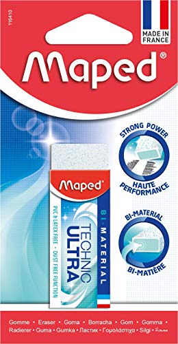 Maped - effizienter Radierer TECNIC ULTRA im Papier-Schuber, weiß-blau von Maped