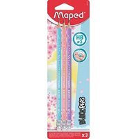 maped BLACK'PEPS Bleistifte HB rose, hellblau, flieder mit Radierer, 3 St. von Maped