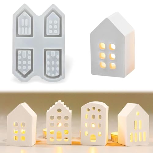 Mini Silikonform Häuser Silikonformen Silikonformen Gießformen Häuser Weihnachten Mini Häuser Gießform Haus Kerzenform Silikonform Haus Fur Kreativ Beton, Wachs, Gießpulver, Gießform Häuser von Maple Plentiful