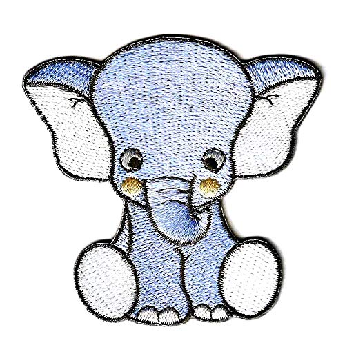 Baby Elefant Motive Applikation Patch in mehrfarbiger bestickt auf Polyestergewebe zum Aufbügeln oder anzunähen von MarBello