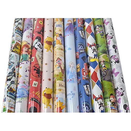 10 Rollen Disney Geschenkpapier Set Frozen Winnie Pooh Cars Mickey Mouse Arielle von Marabella