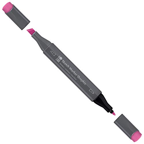 Marabu 01480003906 - Sketch Marker Graphix Permanentpink, japanische Doppelspitze 1-7 mm Keilspitze und 1 mm fein, brillante Farben, schnelltrocknende, alkoholbasierte Tinte, geruchsarm und wasserfest von Marabu