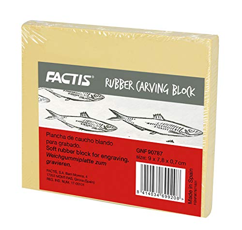 Marabu 0173090787 - Factis Rubber Carving Block, biegsame, weiche Softdruckplatte, wieder verwendbar, ideal für schöne Hochdruckprojekte, ca. 9 x 7,8 x 0,7 cm von Marabu