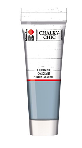 Marabu 02610050140 - Chalky Chic graublau 100 ml, super deckende, matte Kreidefarbe auf Wasserbasis, cremig, zum Rollen, Streichen und Tupfen auf Holz, Metall und Kunststoff, Used Look Effekt von Marabu