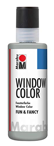 Marabu 04060004182 - Window Color fun & fancy, silber 80 ml, Fensterfarbe auf Wasserbasis, ablösbar auf glatten Flächen wie Glas, Spiegel, Fliesen und Folie von Marabu