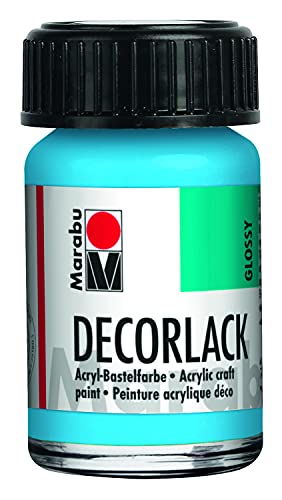 Marabu 11300039090 - Decorlack Acryl Hellblau 090, 15 ml, hochglänzender Acryllack auf Wasserbasis, wetterfest, speichelfest, zum Malen, Schablonieren und für Serviettentechnik von Marabu