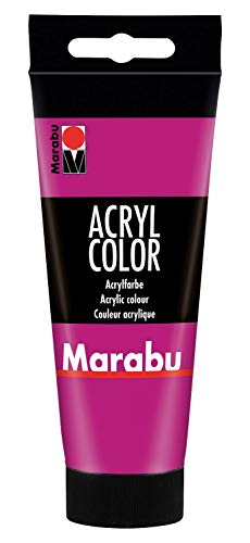 Marabu 12010050014 - Acryl Color magenta 100 ml, cremige Acrylfarbe auf Wasserbasis, schnell trocknend, lichtecht, wasserfest, zum Auftragen mit Pinsel und Schwamm auf Leinwand, Papier und Holz von Marabu