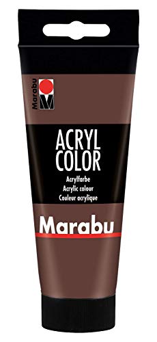 Marabu 12010050040 - Acryl Color mittelbraun 100 ml, cremige Acrylfarbe auf Wasserbasis, schnell trocknend, lichtecht, wasserfest, zum Auftragen mit Pinsel und Schwamm auf Leinwand, Papier und Holz von Marabu