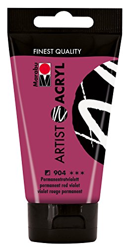 Marabu 12200002904 - Artist Acryl permanentrotviolett 75 ml, feine Acrylfarbe in Künstlerqualität, auf Wasserbasis, pastose Konsistenz, hoch pigmentiert, sehr gute Brillanz und Deckkraft von Marabu