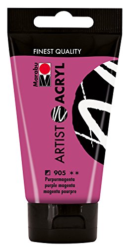 Marabu 12200002905 - Artist Acryl purpurmagenta 75 ml, feine Acrylfarbe in Künstlerqualität, auf Wasserbasis, pastose Konsistenz, hoch pigmentiert, sehr gute Brillanz und Deckkraft von Marabu