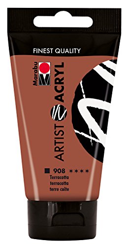 Marabu 12200002908 - Artist Acryl terracotta 75 ml, feine Acrylfarbe in Künstlerqualität, auf Wasserbasis, pastose Konsistenz, hoch pigmentiert, sehr gute Brillanz und Deckkraft von Marabu