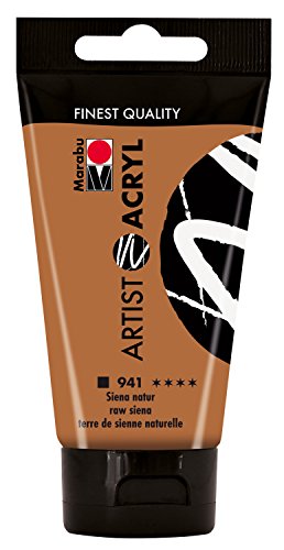 Marabu 12200002941 - Artist Acryl siena natur 75 ml, feine Acrylfarbe in Künstlerqualität, auf Wasserbasis, pastose Konsistenz, hoch pigmentiert, sehr gute Brillanz und Deckkraft von Marabu