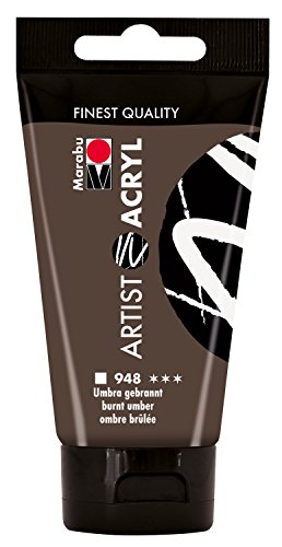 Marabu 12200002948 - Artist Acryl umbra gebrannt 75 ml, feine Acrylfarbe in Künstlerqualität, auf Wasserbasis, pastose Konsistenz, hoch pigmentiert, sehr gute Brillanz und Deckkraft von Marabu